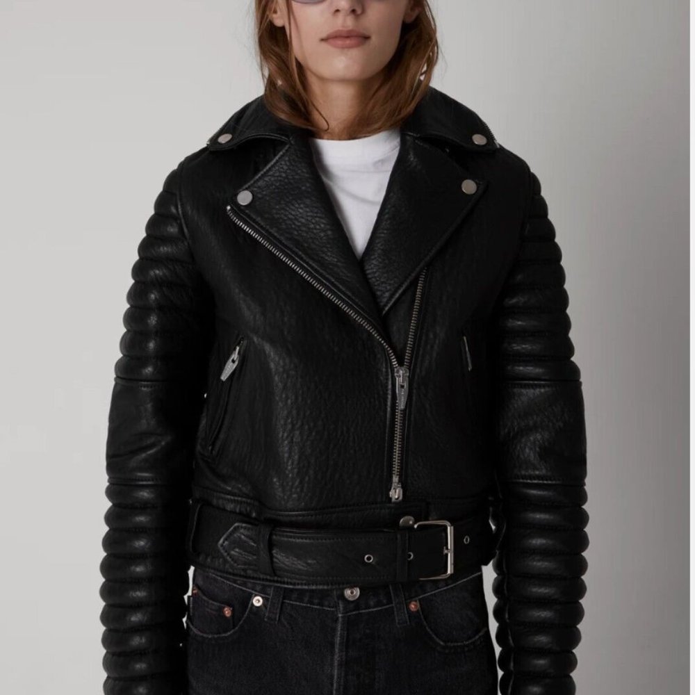 The Arrivals - Rainier Black Lamb Leather Jacket w/ Fur - Small